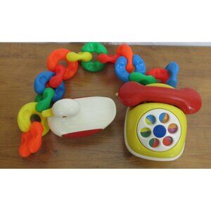 Infant Baby Toy Lot 3 Piece Sensory Learning Floating Duck Phone Colorful Rings